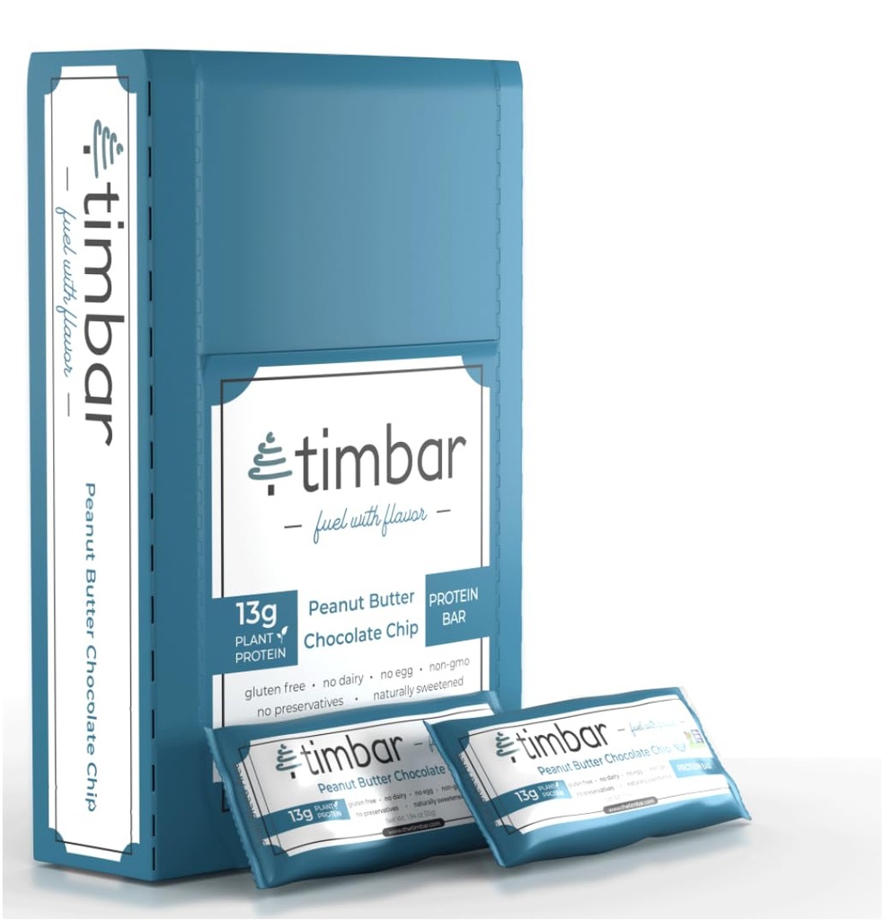 Timbar蛋白棒 12 Pack 厂基能源和坚果棒 13g 蛋白棒 13g free Gluten , 非 GMO , 奶制品 自由 健康 上菜和换菜(12 Packs,花生酱)