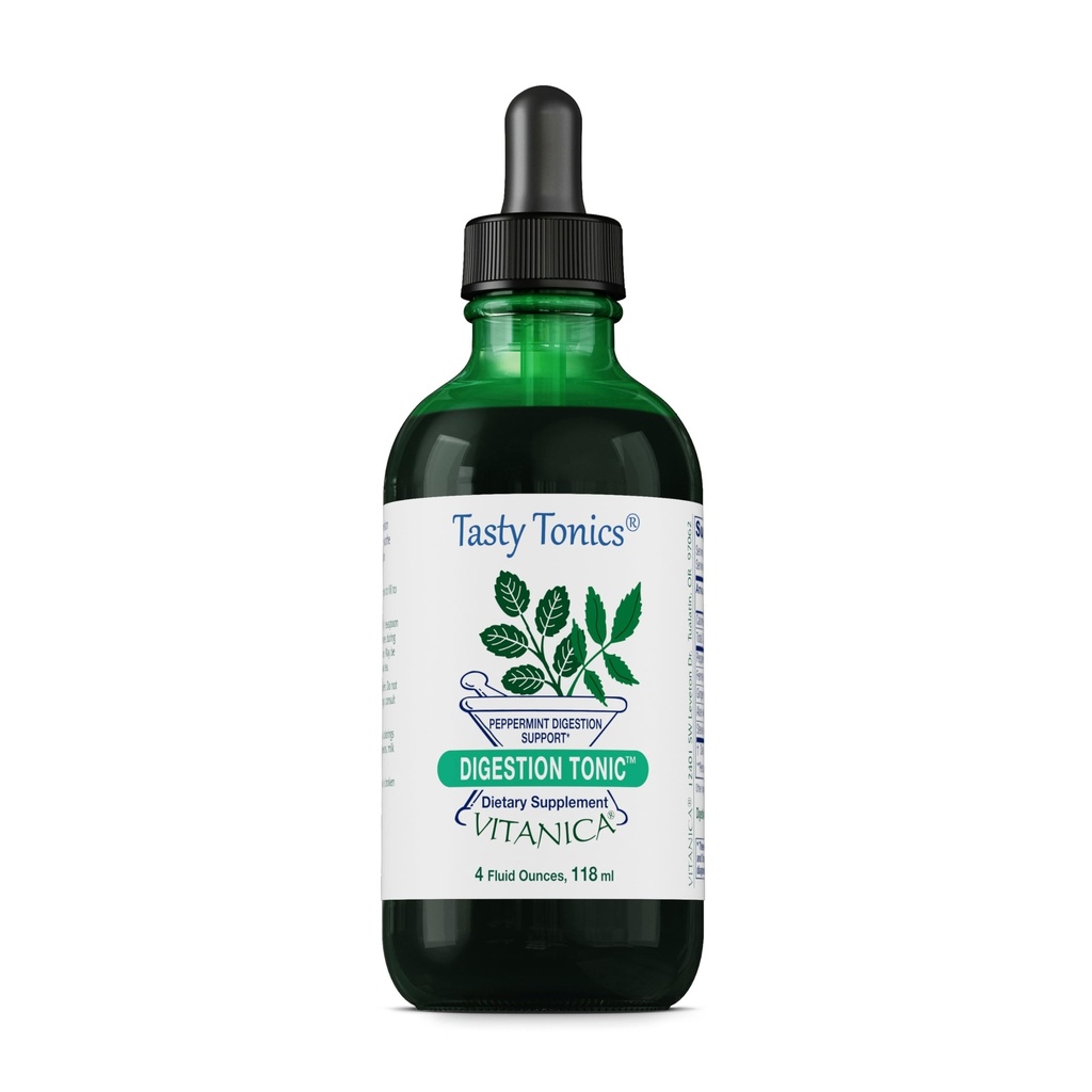 Vitanica Digestion Tonic, Gas and Bloating Relief Supplement, Organic, Improve Digestive Function & Gut Health, for Women & Men, Peppermint Oil Fennel Ginger & Aloe Vera Vegan, 4 Oz