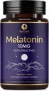 Melatonin 10mg快速溶解补充剂,成人睡眠支持补充剂 - 额外力量 10 mg Melatonin 平板剂用于休息支持,草莓火焰,无糖非GMO - 60天供应