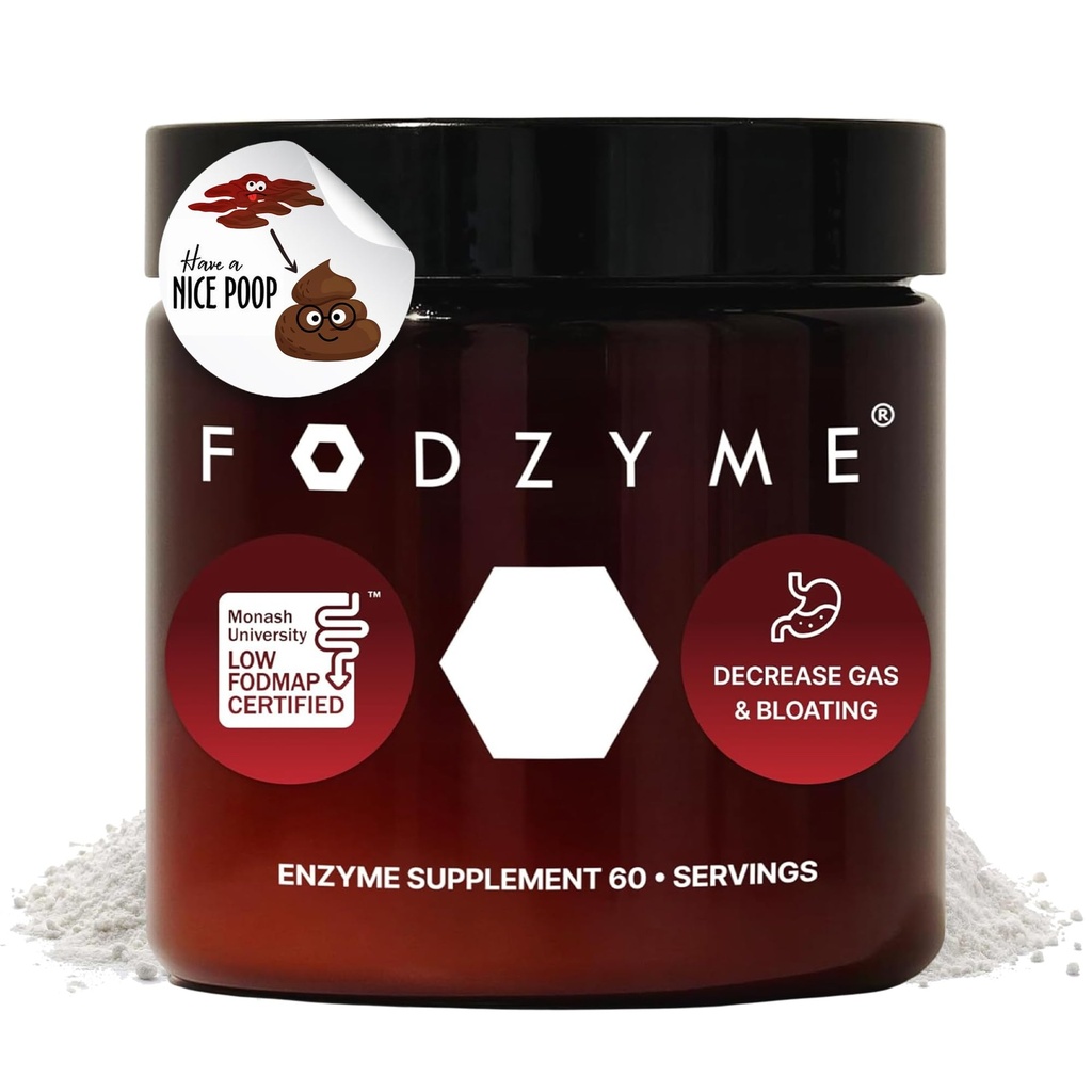 FODZYME 口服消化酶促进口服健康、减肥、气、便秘、腹泻、腹痛、低度FODMAP、60剂量