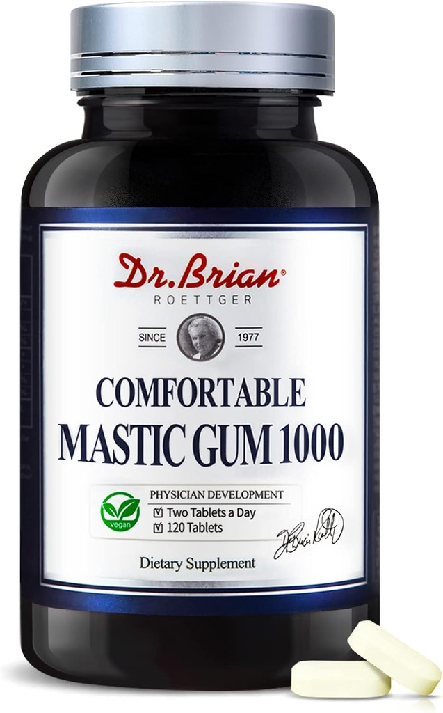 Brian Mastic Gum Gum博士 自然公式 支持肠胃健康、消化和免疫系统 — — 胃、肠胃和口腔健康 — — 非GMO, Gluten Free (120个植物盖)