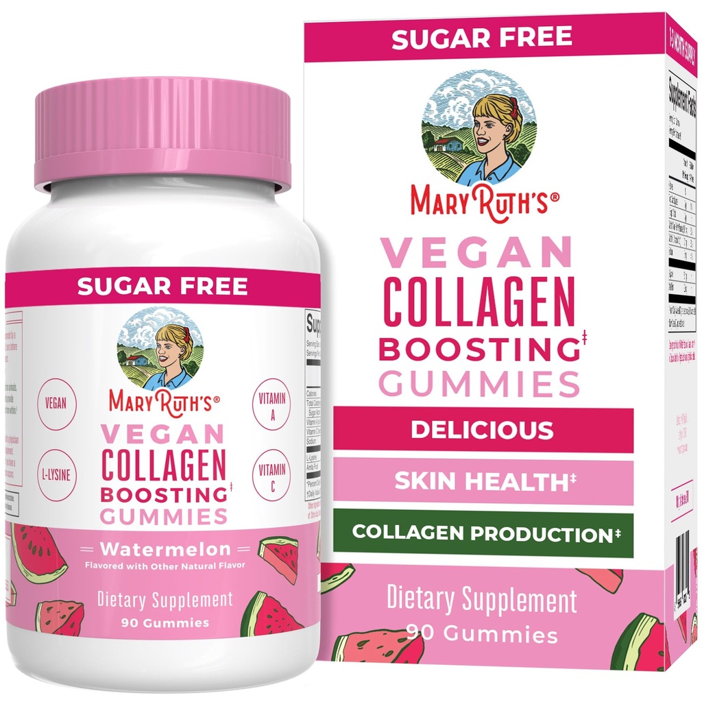 MaryRuth Vegan Collagen for Men & Men, Collagen Boosting Gummys, 皮肤护理, Lysine, 维生素C, 维生素A, Amla, 头发和皮肤补充剂, Vegan, 非GMO, Gluten Free, 90 services