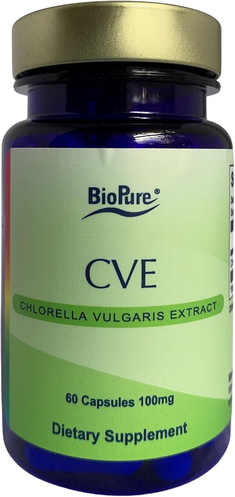 BioPure CVE Chlorella Vulgaris 提取 - 营养-营养,营养超食品 蛋白质,维生素,矿物和氨基酸 支持代谢,解毒和豁免 – 60 Capsules