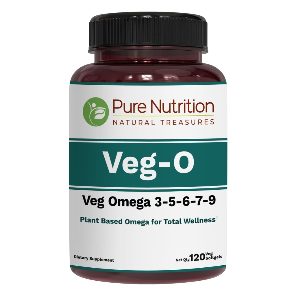 纯营养 Vegan Omega 3-5-6-7-9 120 软胶 + 600 mg 每服 2 软胶 + 多种 Omega 补充 总体健康 → 非 GMO → Gluten Free