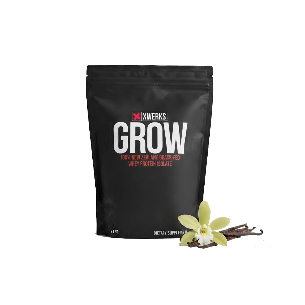 Xwerks 100% 生长新西兰草药Whey蛋白,25g 纯隔离蛋白粉 Per service, All Natural Paleo and Keto Friendly, Soy Free Gluten Free Easy to Digest, Vanilla, 30 services.