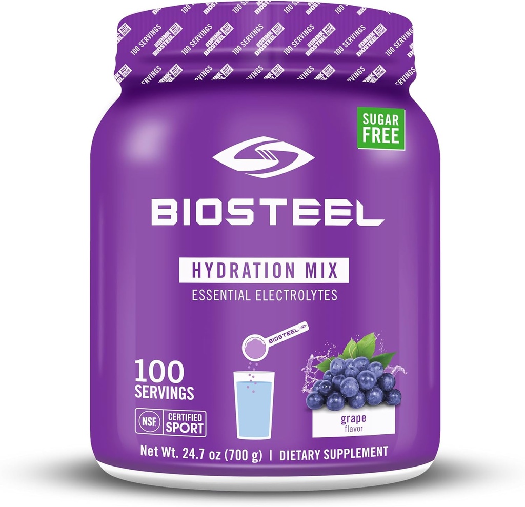 BioSteel 零糖水解混合剂,大品味水解剂,配有5个基本电解剂,葡萄火焰,每塔100个服务剂