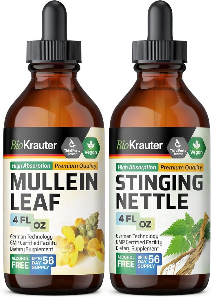 BIO KRAUTER Mullein Tincture 4 Fl. Oz. & Stinging Nettle Tincture 4 Fl. Oz. (原始内容存档于2018-09-09).