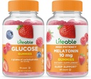 活生生的葡萄糖 + Melatonin 10 mg, Gummys Bundle - 大品尝,维生素补充, Gluten Free, GMO Free, Chewable Gummy
