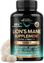 Lions Mane Supplements - 有机狮子 Mane - 在美国制造 - 果实体提取 - 1200 mg,25% Polysaccharides - 记忆和焦点支持 - 作为狮子粉 - 120 Capsules, 2个月供应量