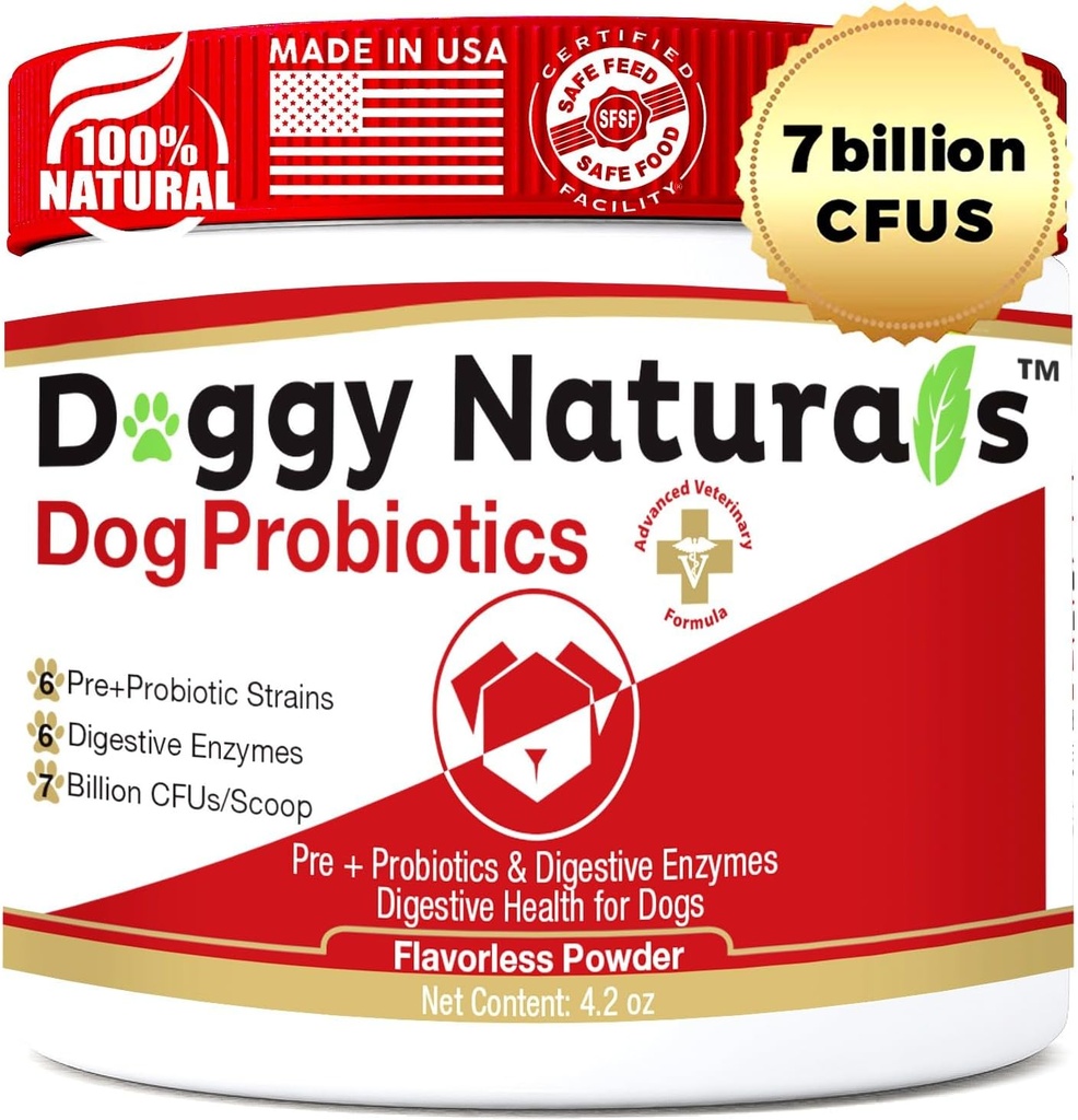 狗和猫的抗生素 - 高级的Max-Strength消化性健康,增加和维护适当的Gut Flora - 所有天然抗生素粉剂 - (美国马德) 4.2 Oz(7亿 CMU Per Scoop)