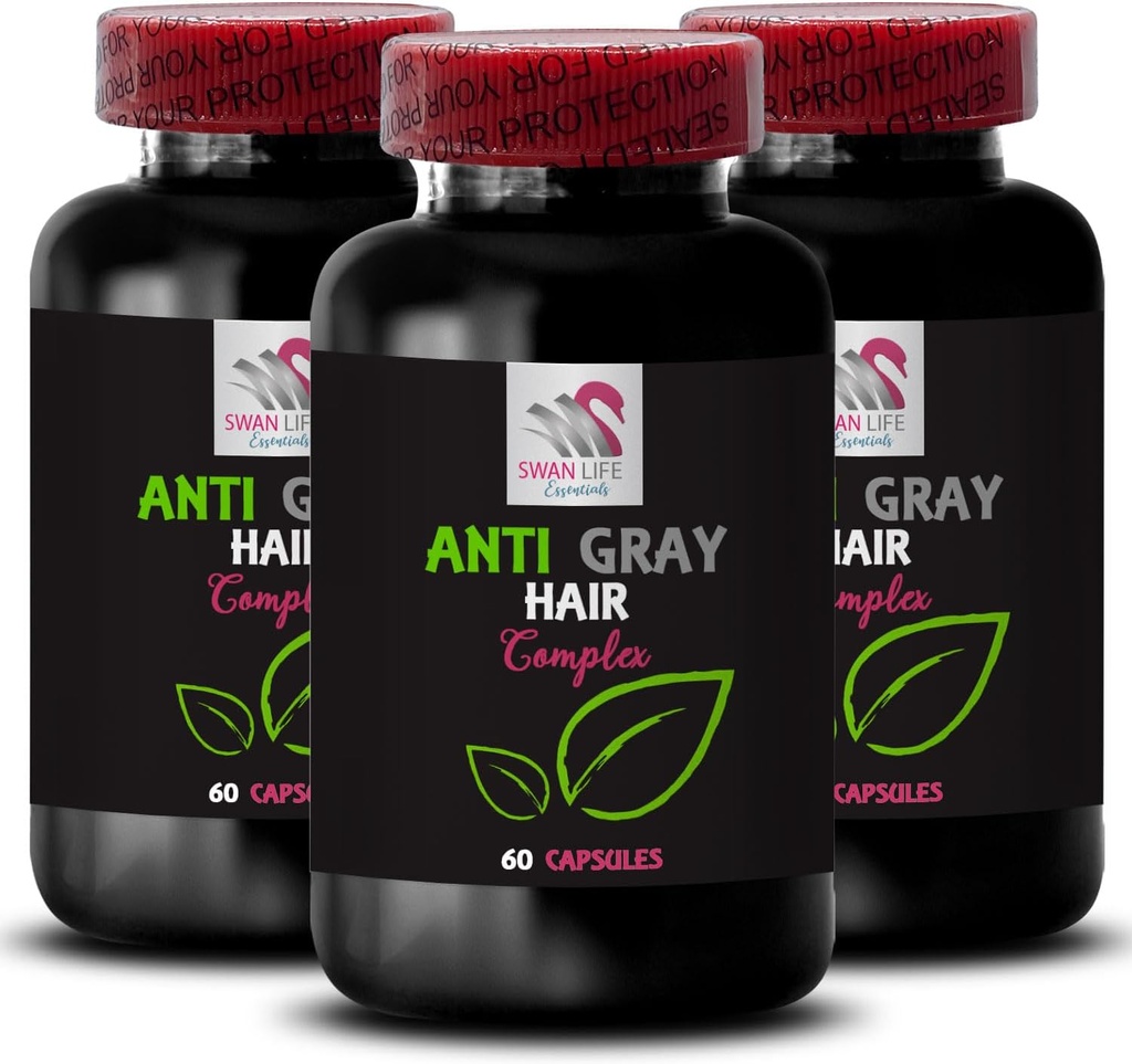 抗灰发维生素 - ANTI GRAY Heir COMPLEX - 彩色复醒,灰发补充,自然灰色护理,振动头发,发光,色彩活力,灰发管理 3瓶180卡普苏尔