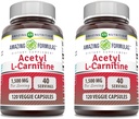 美国制造的Acetyl L-Carnitine 1500 Mg Per Servicting Veggie Capsules Supplement – Non-GMO – Gluten Free – 适合蔬菜(120个计数) – 包装2