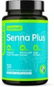 LuckTell Senna Plus 15天清洁剂 - Gentle Gut Cleanse Detox for Women & Men with Senna, Cascara Sagrada, Psyllium Husk & MCT Oil, Nature Colon Cleanse with probiotics, 在美国制造,30 Capsules