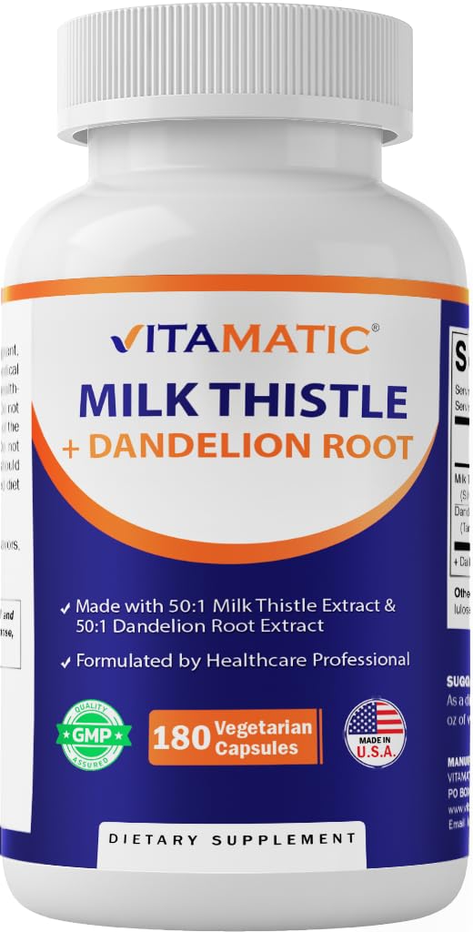 维他命的牛奶酸盐 50:1 提取500mg, Dandelion root 50:1 提取100mg, 180 蔬菜卡普尔, Non-GMO, Gluten Free