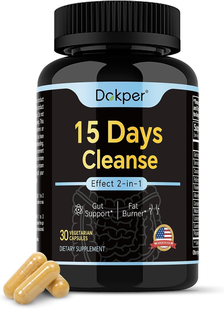 天然清洁除毒剂,15天2-in-1 Gut支持,Colon Clean Cleanse for Men & Women, Senna Leaf, Cascara Sagrada, Psyllium种子胡斯克粉, Aloe Vera 提取器, 30 Capsules