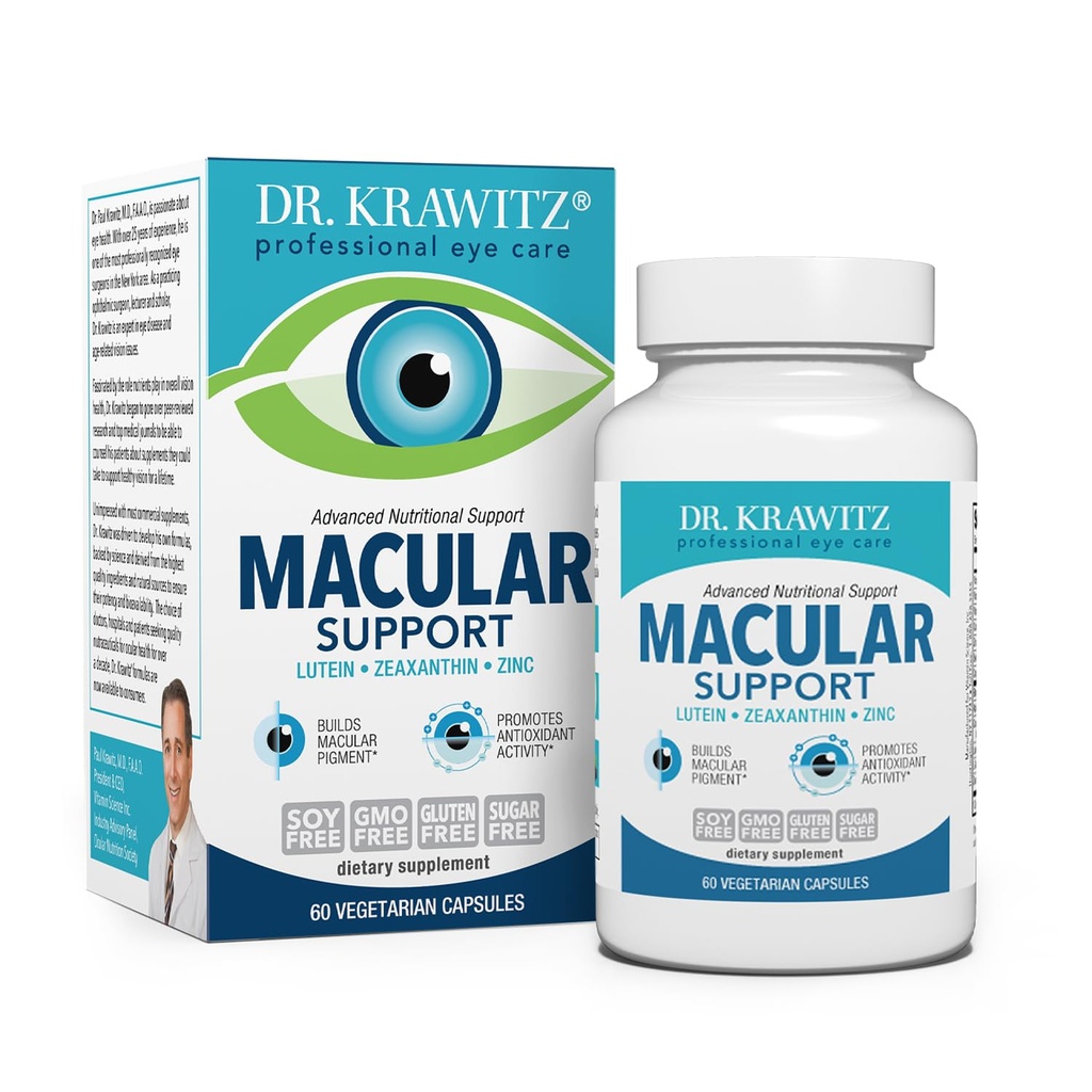与Lutein,Zeaxanthin Zinc(60个蔬菜卡普尔)的Macular支持