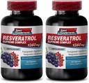 Resveratrol Supreme 1200mg 最大强度+ 1200 红酒补充剂 resveratrol 补充红酒 resveratrol 抗氧化剂 红酒提取剂 resveratrol 红酒葡萄籽 2瓶