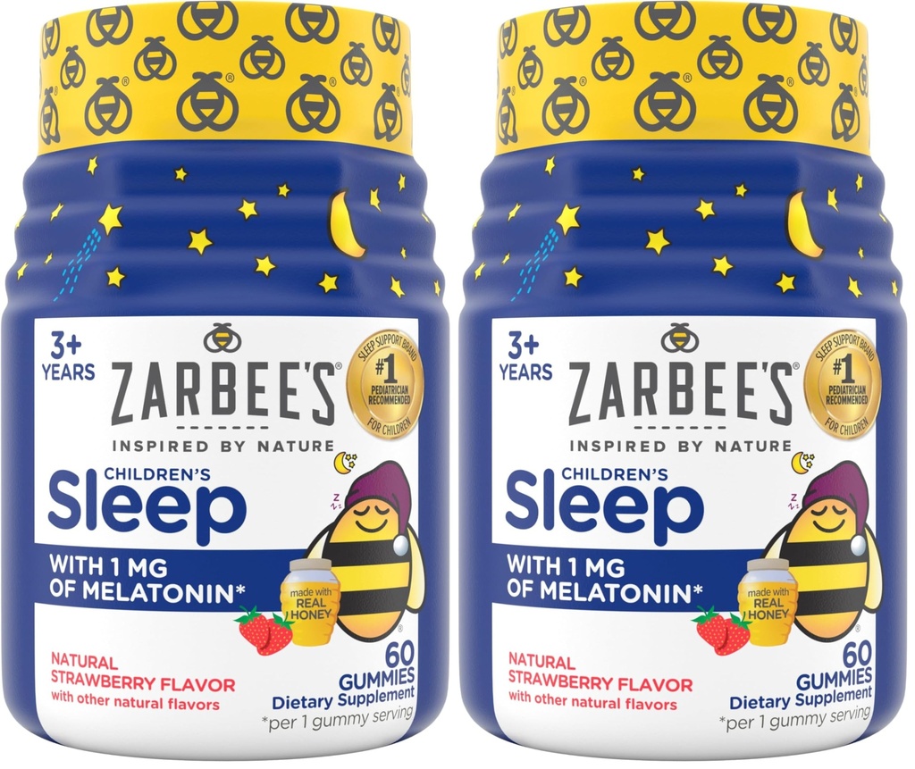 扎比儿童睡眠Gummys与梅拉托宁,非哈比人形成儿童睡眠Gummys 与自然睡眠循环合作,以促进和平睡眠,无毒品,天然草莓,60 ct (Pack of 2)