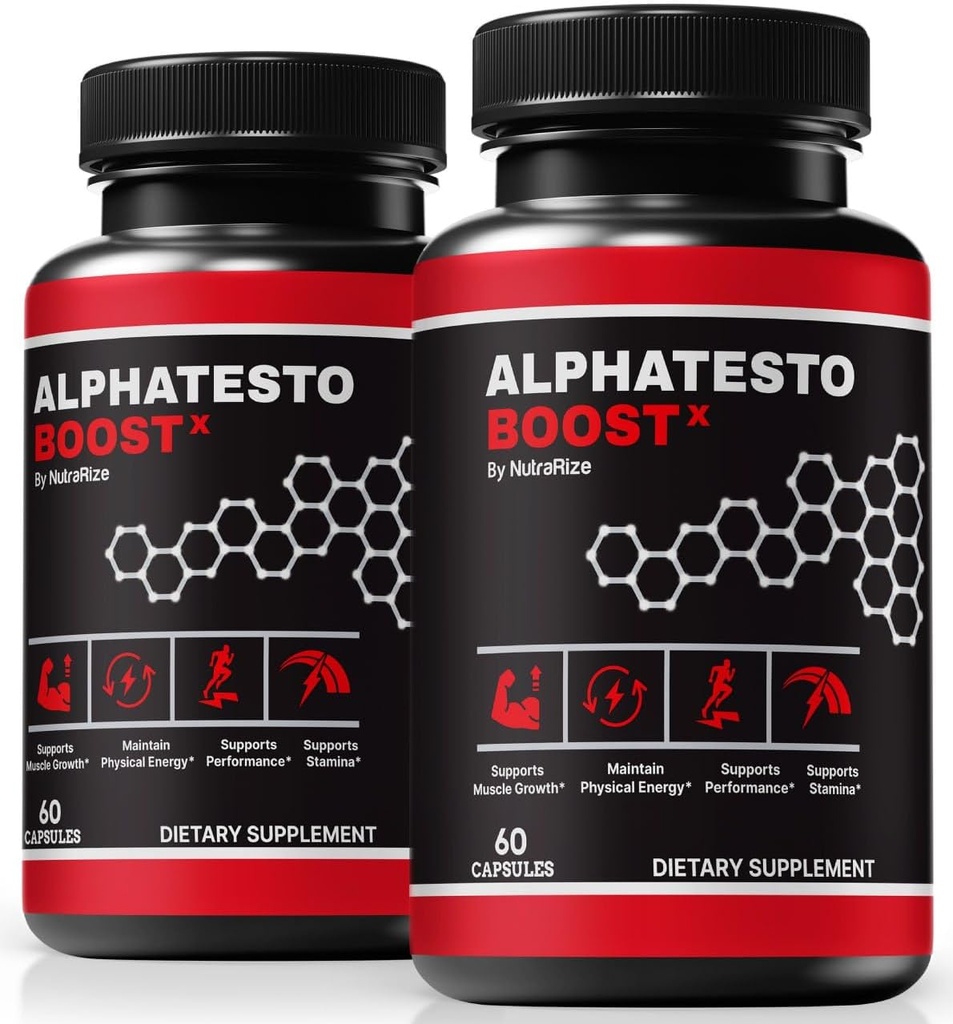 (2 Pack) Alpha Testo Boost X for Men, Official Alpha Test Boost X Pills, 全自然雄性公式支持肌肉功能和Stamina,每日性能审查营养(120 Capsules)