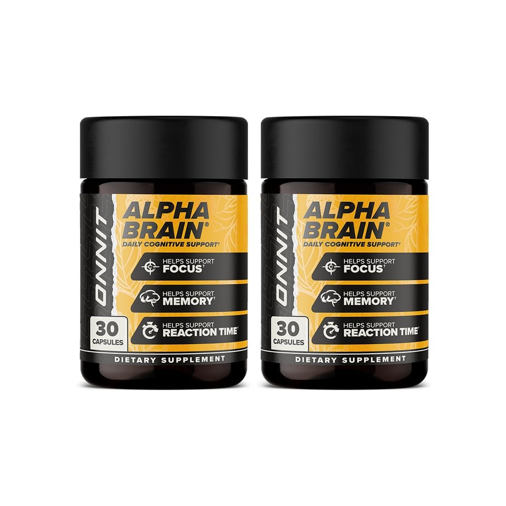 ONNIT Alpha Brain Premium Nootropic Brain Supplement for Men and Women - 咖啡因-无焦点胸罩用于集中,精神清晰和记忆支持 - Cat's Claw, Bacopa, Oat Straw (30ct 2-Pack)