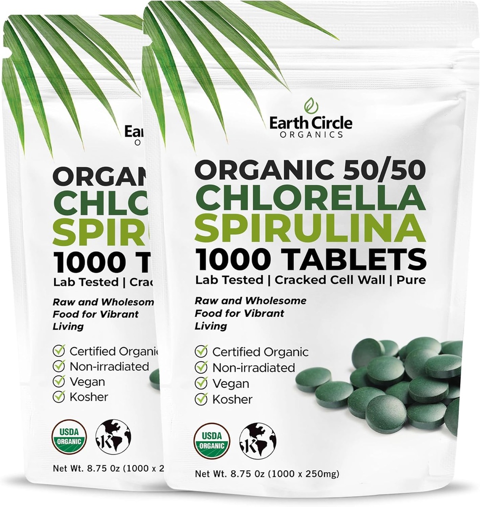 (50/50) Kosher、Vegan -- -- 绿藻超级食品、裂缝细胞壁、氯酚、高蛋白和铁、无添加剂或填充剂