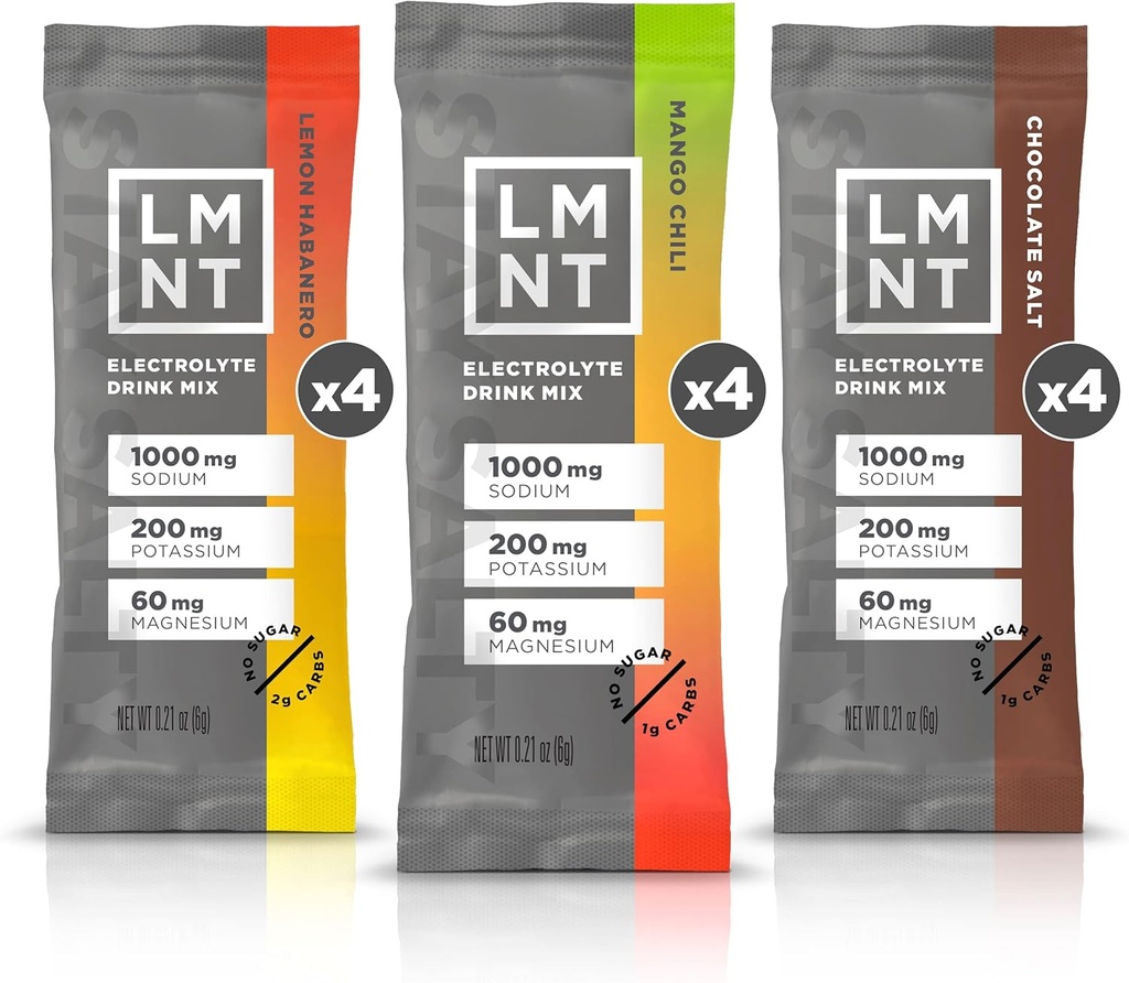 LMNT Keto Electrolyte Powder Packets | Paleo 水分饮料 Mix |无糖,无人工原料 | Festa Pack | 12 棒包装