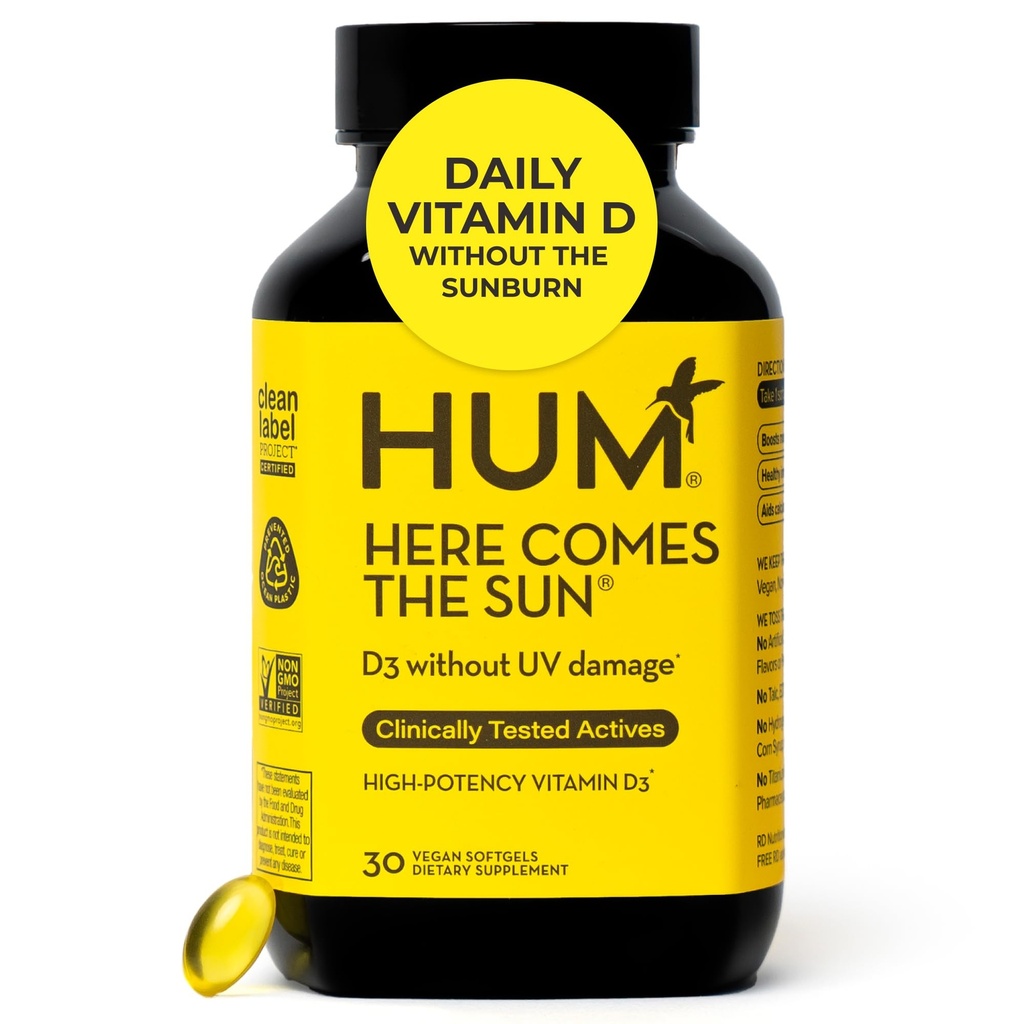 HUM: 太阳免疫支助补编,包括男女健康免疫系统维生素D补编,D3维生素支助骨质保健,30卡普勒