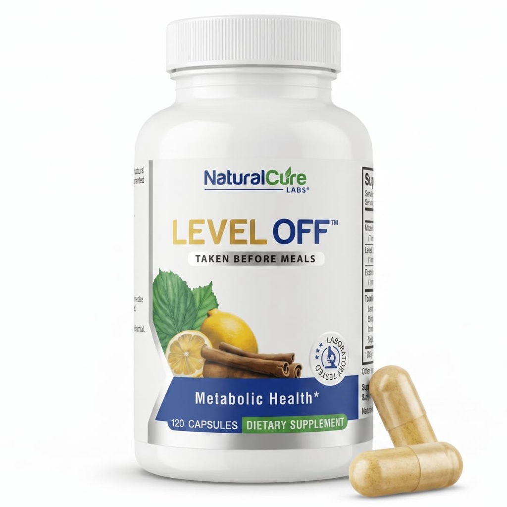 Natural Cure Labs Level Off Anti Spike 配方葡萄糖补充剂 — Capsules for Metabolic Health, 帮助中度葡萄糖 Spikes, Vegan, Non-GMO, Gluten Free (120 Counter (Pack of 1))