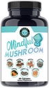 愤怒补充剂 注意蘑菇 Capsules - 7in1 Premium Health Shroom Blend of Maitake, Shiitake, Reishi, Turkish Tail, Cordyceps, Lions Mane和Chaga蘑菇(60ct)