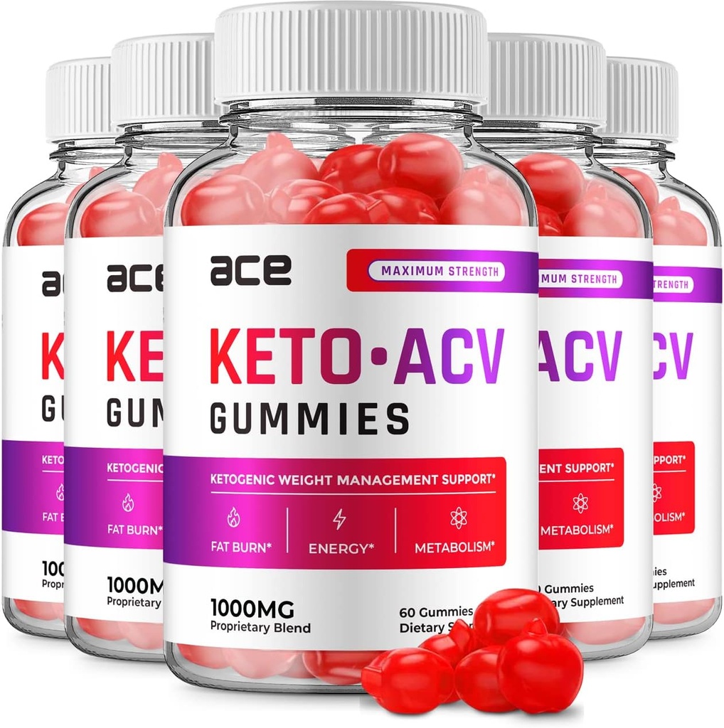 (5 pack) Ace Keto ACV Gummys - 高级公式 Ace Keto Plus ACV Gummys Apple 苹果 苹果 Viner Ace ACV 重量管理 饮食补充审查 男性(300 Gummys)