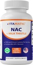 维生素NAC 补充 N-乙酰-L-Cysteine(NAC),配有牛奶硝酸盐 50:1 摘录 - 支持免疫,呼吸,肝脏健康,每服1200毫克,120Veg Capsules