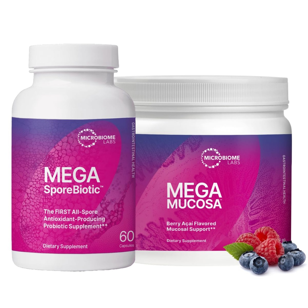 微生实验室 巨噬生物(60 Capsules) + 巨噬生物(5.5oz Powder) Probiotic and Gut Mucosal Support Bundle - 与免疫球蛋白(Immunoglobulins,氨基酸粉补充剂)的聚生生物