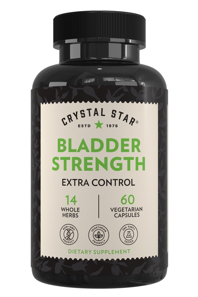 Crystal Star Bladder strongs (60 Capsules) – 草药尿道切除术健康与外力Bladder控制补充, Cranberry 提取, 南瓜种子提取, Plantain and Wild Yam Root, 非 GMO