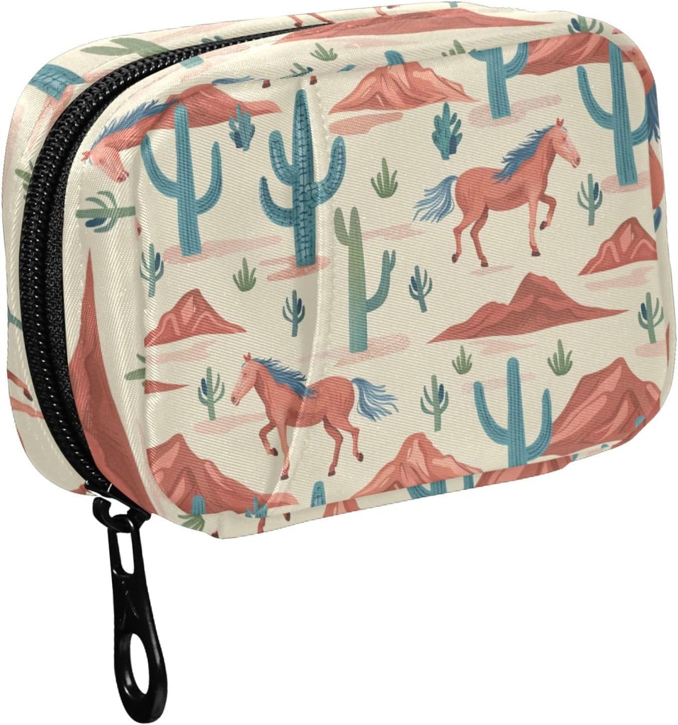 Fustylead Cute Cartoon 西马 Cactus Mountain Pill Organizer for Purse, 每周携带Zipper的便携式药盒 储存维他命鱼油药材