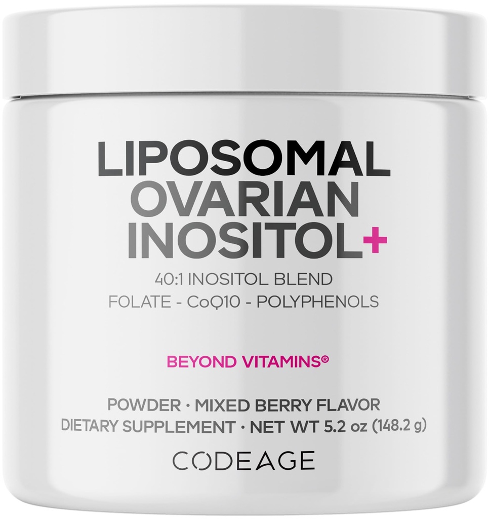 密码: Liposomal Ovarian Inositol Powder - Myo-Inositol & D-Chiro-Inositol 40:1 混合剂,Folate 5-MTHF, CoQ10, 石榴和野蓝莓 - 2-Month 供应 - 混合Berry Flavor - 非GMO, 60 服务