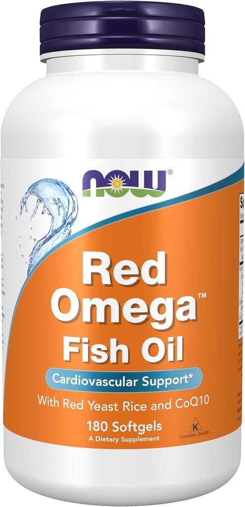 Now Foods Supplements,Red OmegaTM配有CoQ10 30 mg和Omega-3鱼油,心血管支持*,180软胶