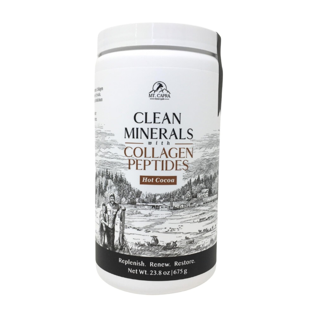 Mt. Capra Clean Minerals with Collagen Peptides | Healthy Hot Cocoa with Minerals from Goat Milk Whey and Grass-Fed Type I and III Collagen Peptides for 10 g Protein | 16 Servings - 23.8 oz