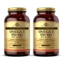 Solgar Triple Struge Omega 3 950 mg - 100 Softgels, pack of 2 - 支持联合和皮肤健康 - 非GMO, Gluten Free, 乳品免费 - 200 总服务