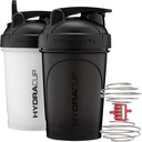 Hydra Cup ProFlow Shaker Bottles QQ 蛋白质沙克杯 与Whisk Ball, Leak-Proof Lid,隐藏的携带手 QQ BPA-Free Gym Mixer 用于蛋白质粉,混音辅助(2包与Power Whisk)