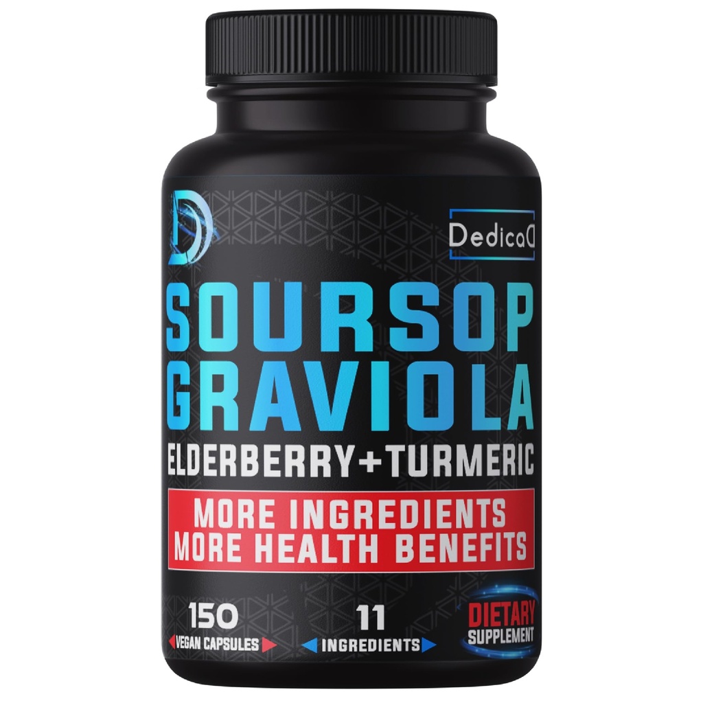 11in1 Graviola Soursop Capsules 5个月供应苏尔索普水果、长老莓、涡轮、姜、牛奶硝、Cranberry & More-Mood、Immune & Body Health-150 Vegan Capsules
