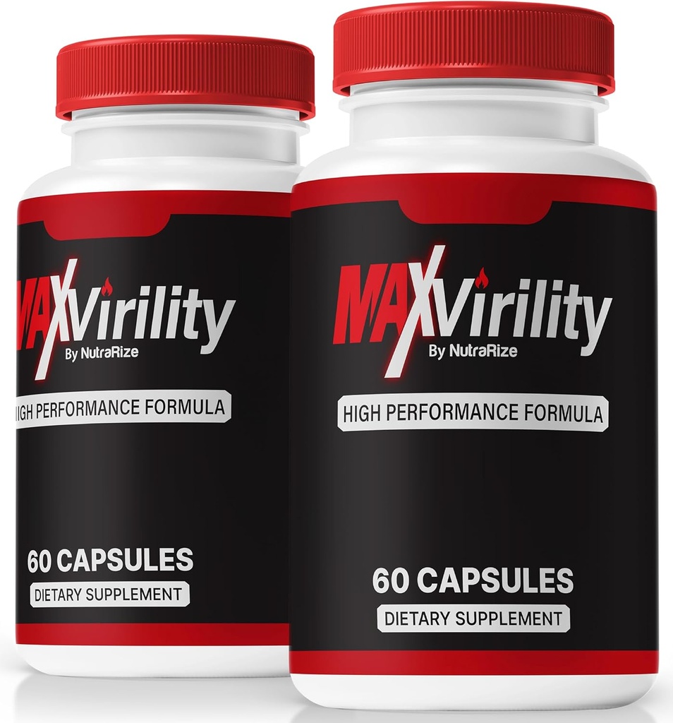 NutraRize(2 Pack) MaxVirility, MaxVirility 高性能公式药丸,支持肌肉健康和整体健康的全自然补充,官方帕斯蒂拉斯评论(120 Capsules)