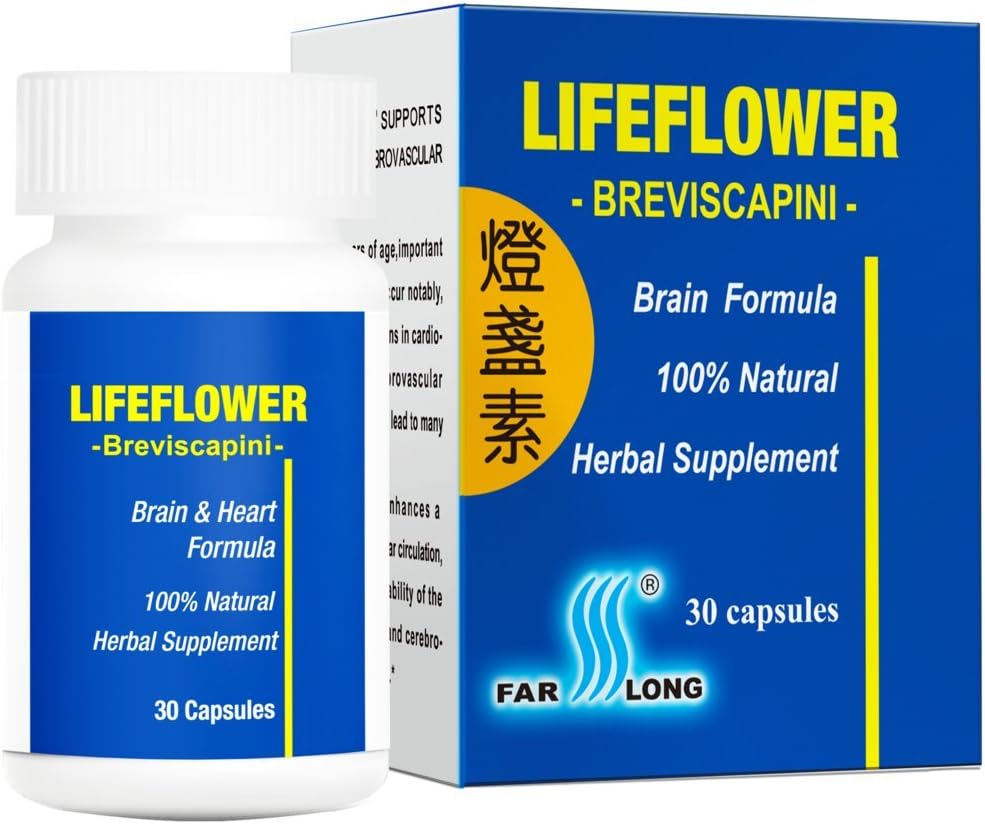 生命花,100% 全天然,青春脑草药补充剂,支持脑血管系统,改善记忆,30卡普尔