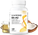 有机椰油中的维生素D3 + K2,维生素K2 MK7 + D3 (1000IU),快速骨和心脏健康公式,帮助吸附和使用钙,支持豁免,改进Mood - 120软胶