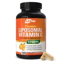 营养物Flair Liposomal维生素C 1700mg,180 Capsules - 高吸附性,肥溶性VIT C,高等生物利用性免疫系统支持和Colagen促进剂,非GMO,Vegan药丸