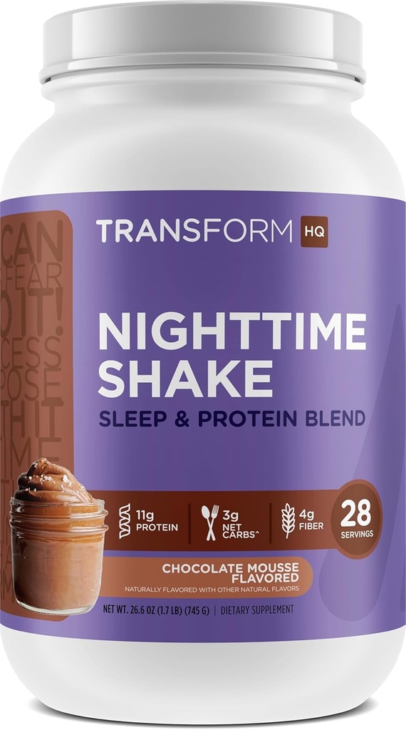 TransformHQ 夜间摇摆 睡眠+蛋白质混合剂 28种服务 巧克力 Mousse Flavor