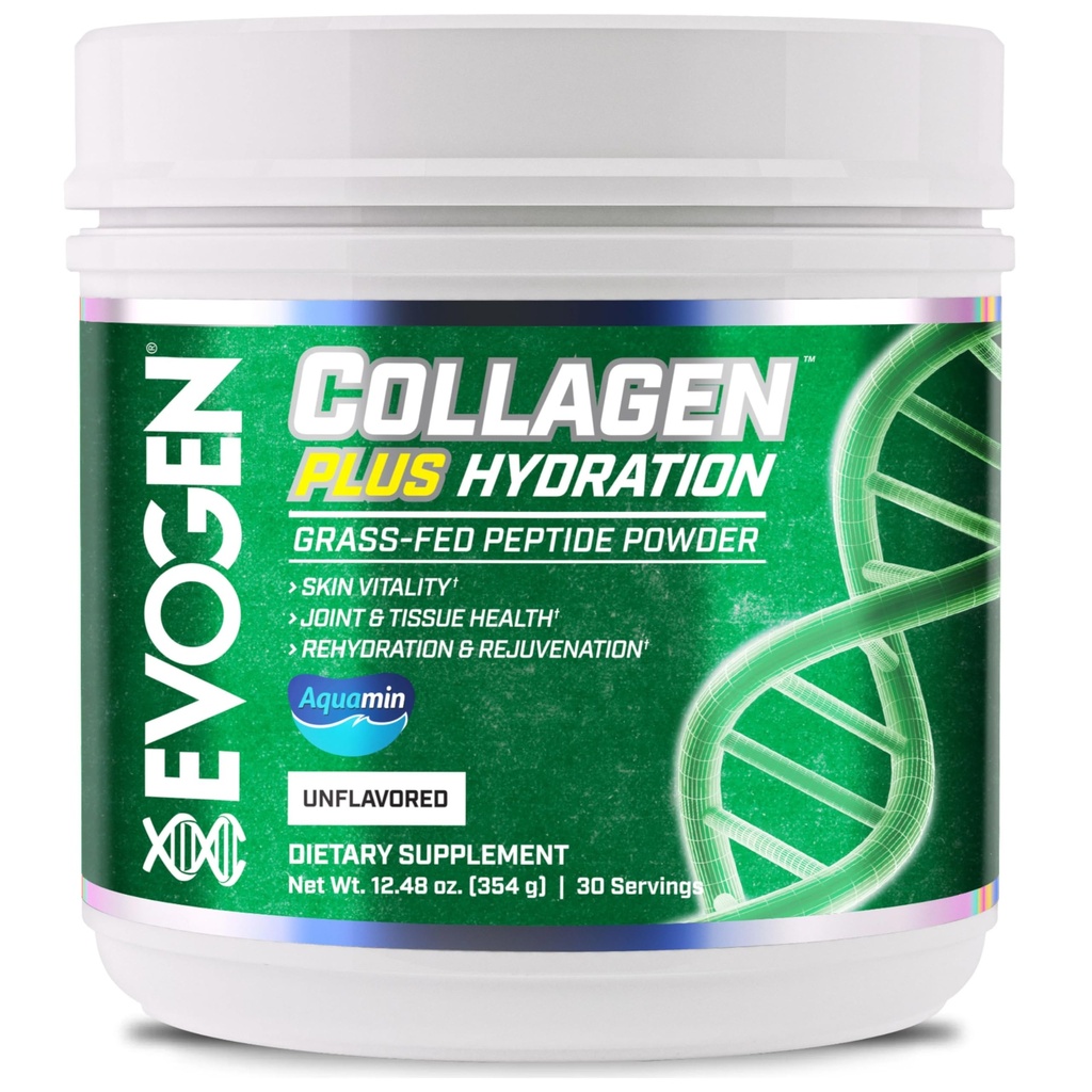Evogen Collagen Plus 水分 - 女性和男性的草-Fed Collagen → Collagen Peptides Powder → Collagen Powder 支持皮肤生命力,水分,联合与组织健康 → 30 服务