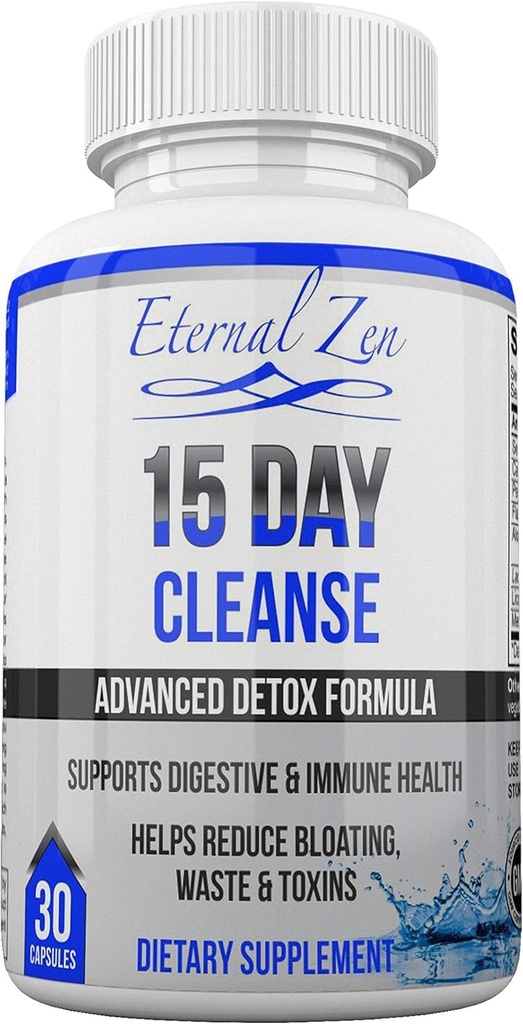 永恒的禅宗 15日 Colon Cleanser Detox with extra strong Herbs, Senna 是一款用于便秘救济的快速代理天然泻剂 - 全体清洁 - 30卡普尔