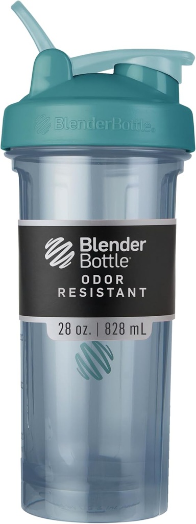 BlenderBottle Shaker Bottle Pro系列 完美地用于蛋白质摇摆和前期工作,28-Ounce, Cerulean Blue