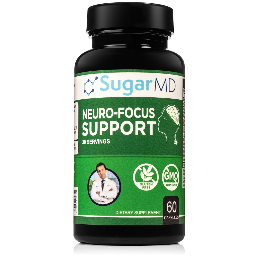 SugarMD 神经-聚焦支持 -- -- 记忆的脑健康补充 -- -- 重点和清晰的Bacopa、Ginkgo、和Bioperine 认知支持 -- -- 非GMO和Gluten-free -- -- 60卡普尔