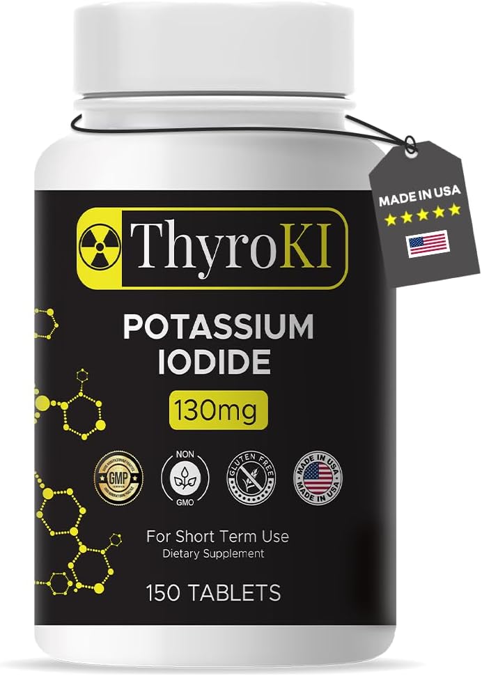 Premium Potassium Iodide Tablets 130 mg – 甲状腺支持与呼吸卫生 – YODO Naciente KI Pills → 快速溶解紧急生存碘补充 → 非GMO → 150 片 – 在美国制造